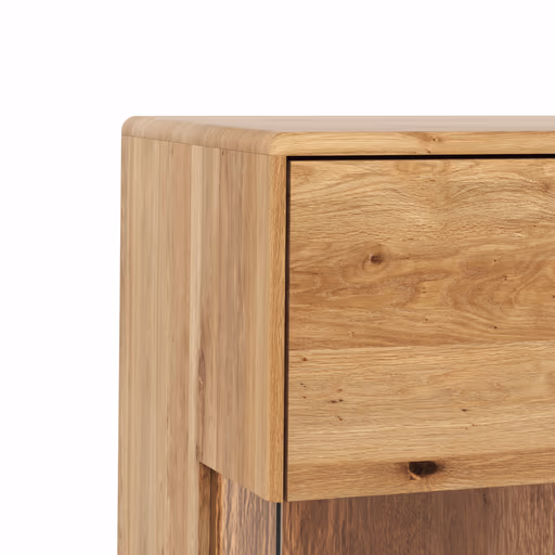 Vitrine Hillsboro - inkl. Beleuchtung, Anschlag rechts, Wildeiche natur, geölt