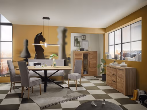 Stuhl SITTING TOGETHER_K- Stoff, Dunkelgrau, Eiche, Natur