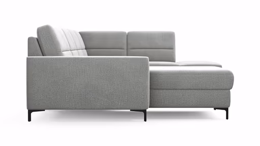 Wohnlandschaft Merlos H - Longchair links und 2,5-Sitzer mit Ecke rechts inkl. Relaxfunktion (motorisch), Stoff, Grau