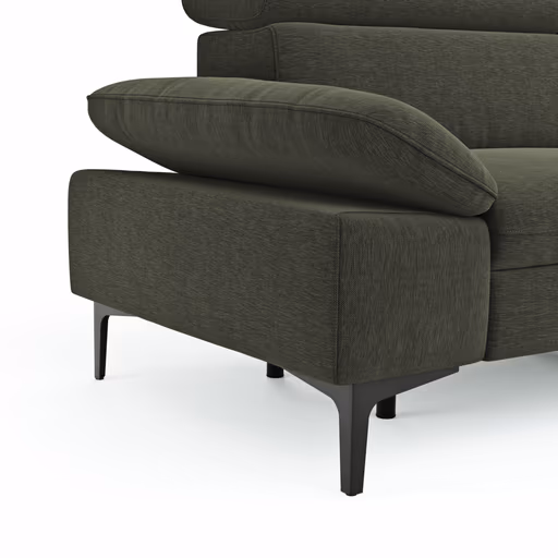 Ecksofa Felipa - 2,5-Sitzer mit Ecke rechts inkl. Armlehne verstellbar und Rückenlehne/Sitztiefe verstellbar (motorisch), Stoff, Dunkelgrün