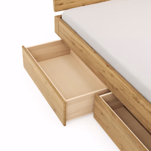 Bettgestell 1660 - Liegefläche ca. 180x200 cm, Wildeiche massiv, geölt