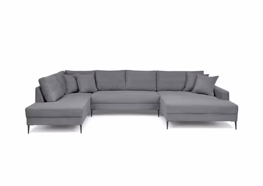 Wohnlandschaft - Ecke links, 2-Sitzer, Longchair rechts, Stoff, Grau