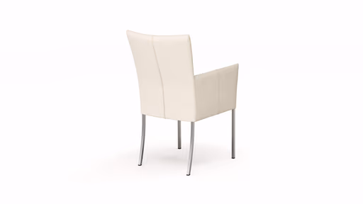 Armlehnstuhl Penthouse - Leder, Weiß, 4 Fuß, Edelstahl