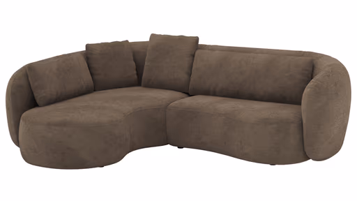 Ecksofa Karasu - Ottomane links mit 3-Sitzer rechts, Stoff, Taupe