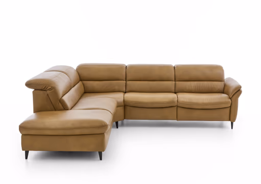 Ecksofa - Ecke links mit 2,5-Sitzer, Kopfteil verstellbar, Leder, Hellbraun