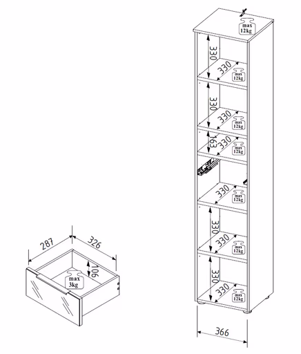 Büroregal - B ca. 40 cm, Riva Eiche Nachbildung, Kaschmir