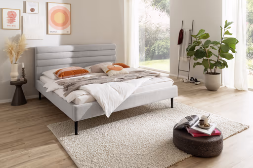 Polsterbett - Liegefläche ca. 180x200 cm, Stoff, beige