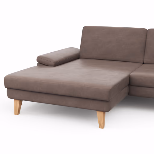 Ecksofa Houston - Longchair groß links mit 1,75-Sitzer, inkl. Sitztiefenverstellung und Armlehne klappbar, Leder, Dunkelbraun
