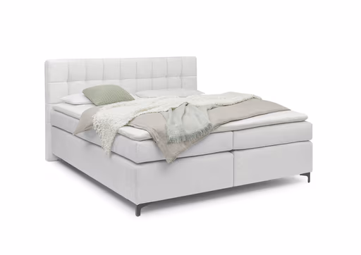 Boxspringbett HINDA- Liegefläche ca. 180x200 cm, Stoff, Hellgrau, inkl. Topper