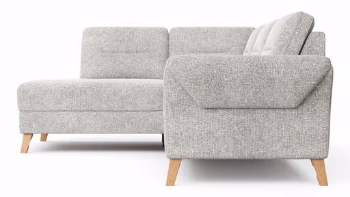 Ecksofa Almyra - Ottomane links mit 2,5-Sitzer, Stoff, Silbergrau