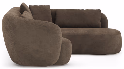 Ecksofa Karasu - 3-Sitzer mit Ottomane rechts, Stoff, Taupe