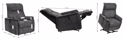 TV-Sessel MIKLAS - Aufstehhilfe, Relaxfunktion, Stoff, Grau