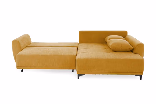 Ecksofa JACEK - 3-Sitzer, Ecke rechts inkl. Schlaffunktion mit Bettkasten, Stoff, Senfgelb