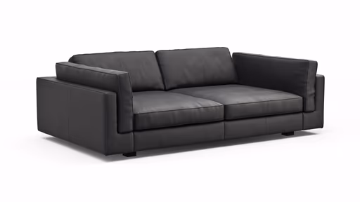 Sofa Aprino 3 - 3,5-Sitzer XXL, Dickleder, Schwarz, Armlehne Kissen