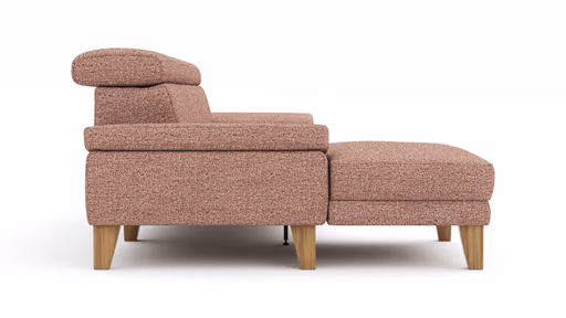 Ecksofa Hudson - Longchair links mit 2,5-Sitzer, inkl. Kopfteil verstellbar, Stoff, Kupfer