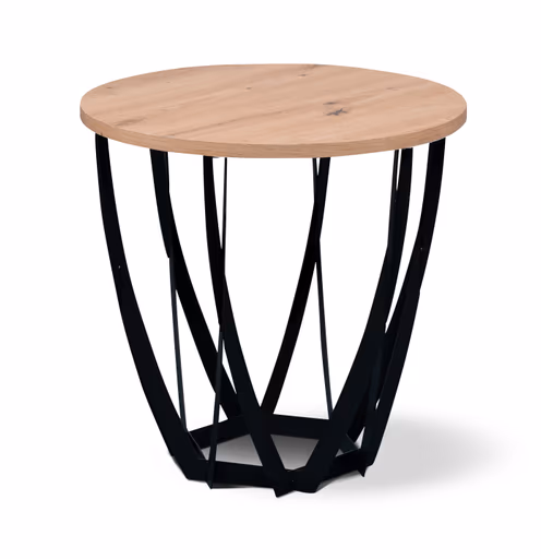 Beistelltisch - Ø/H ca. 50x50 cm, Artisan Eiche Nachbildung, Schwarz