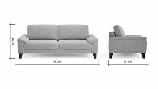Sofa Oviedo - 3-Sitzer, Stoff, Grau