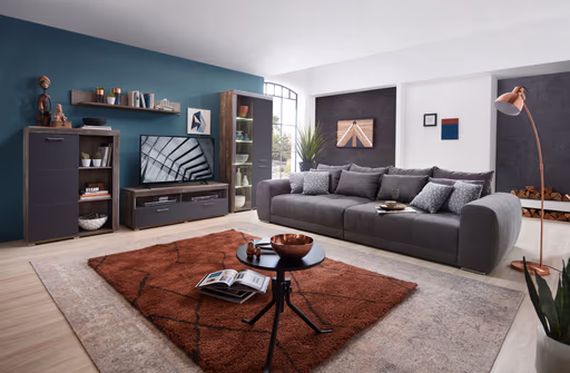 Megasofa - 3-Sitzer, Stoff, Dunkelgrau