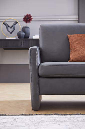 Sofa Arima - 2-Sitzer, Leder, Anthrazit