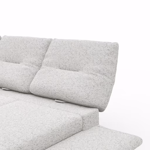 Ecksofa Lucero 2.0 - Longchair mit 2-Sitzer rechts inkl. Sitztiefenverstellung, Drehsitz und Sitztiefe verstellbar, Stoff, Offwhite