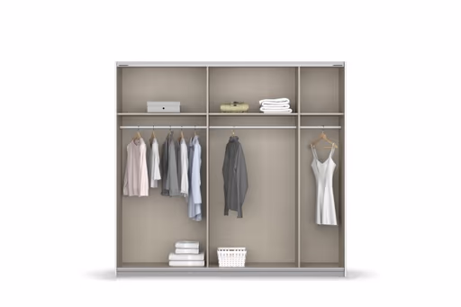 Schwebetürenschrank ROMAN- B ca. 226 cm, Eiche Dekor, Glas, Champagner