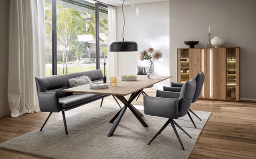 Esstisch Due Viso - LB ca. 220x100 cm, Wildeiche massiv, geölt