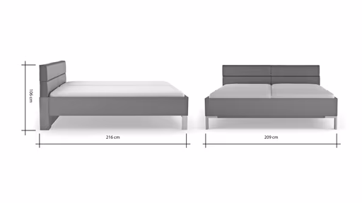 Bett Viana - Liegefläche ca. 200x200 cm, Holzwerkstoff Dunkelgrau , Kunstleder Anthrazit