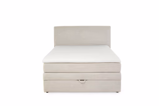 Boxspringbett JANETT- Liegefläche ca. 140x200 cm, Stoff, Creme