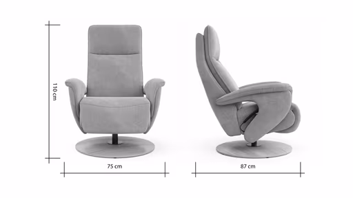 Sessel Tulsa Relax - Größe M, inkl. Fußteil/Rückenlehne verstellbar (motorisch), inkl. Kopfteilverstellung, Stoff, Graubeige