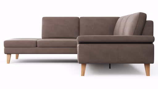 Ecksofa Houston - 1-Sitzer mit Abschlussteil links, Eckelement und 2,5-Sitzer rechts, inkl. Sitztiefenverstellung und Armlehne klappbar, Leder, Dunkelbraun