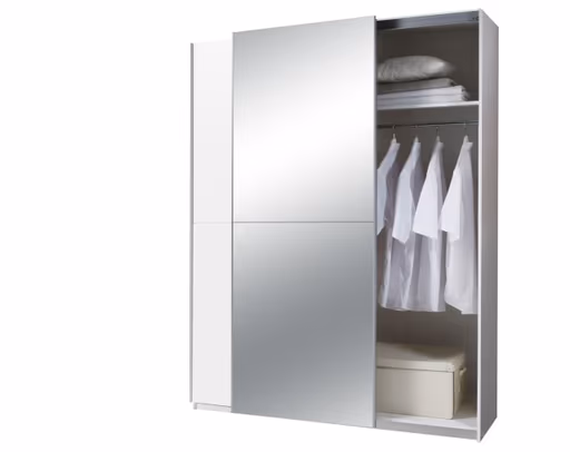 Schwebetürenschrank- B ca. 170 cm, Weiß, Spiegel