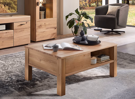 Couchtisch - mit Schubkasten, LBH ca. 115x65x45 cm, Altesche teilmassiv