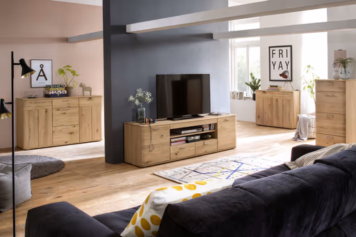 Kommode - Balkeneiche teilmassiv