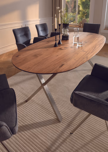 Esstisch Nayara - LB ca. 200x100 cm, Wildnussbaum massiv, geölt