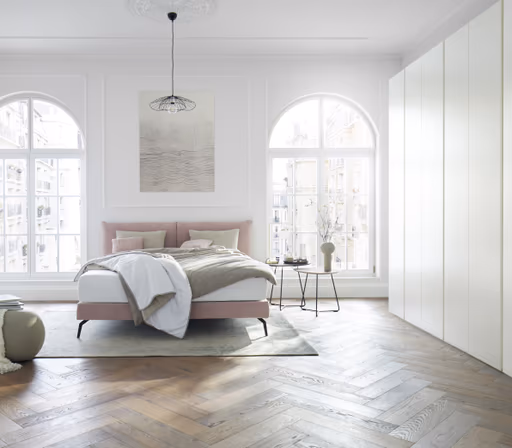 Boxspringbett Delia - Liegefläche ca. 180x200 cm, Stoff, Rose 