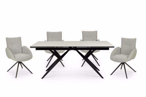 Armlehnstuhl MAURA - drehbar, Stoff, Silberfarben, Latte Macchiato