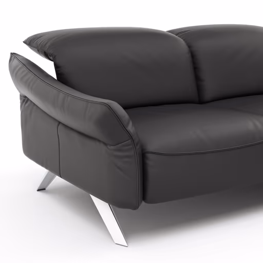 Ecksofa Bormio - 2,5-Sitzer mit Ecke rechts inklusive Relaxfunktion (motorisch), Leder, Schwarz