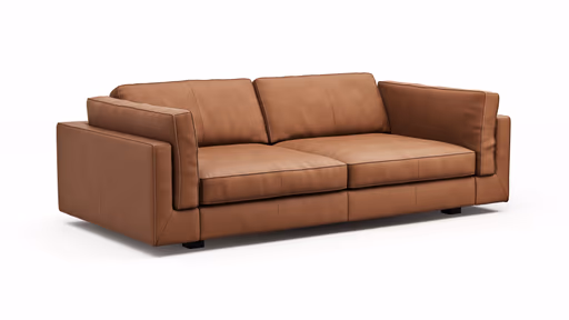 Sofa Aprino 3 - 3,5-Sitzer XL, Dickleder, Cognac, Armlehne Kissen