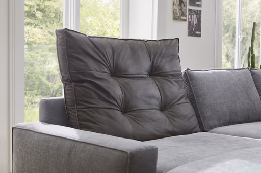 Ecksofa Samara - Longchair mit 2-Sitzer rechts inkl. Rückenlehne verstellbar, Stoff, Graublau