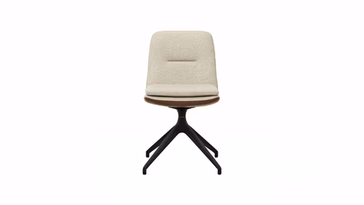 Polsterstuhl Macano - drehbar, Stoff & Leder, Beige, Cognac