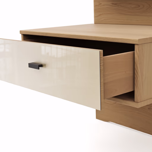 Nachttisch Lenoso - Eiche Nachbildung, Glas Champagner