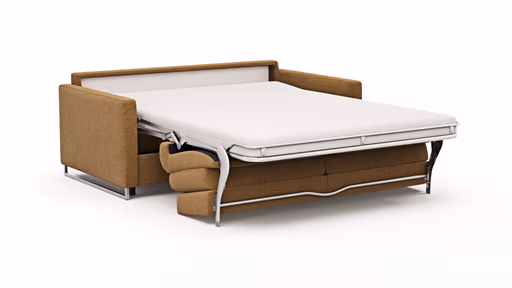 Sofa Nuoro - 2,5-Sitzer inkl. Schlaffunktion, Armlehne mit Kufe, Stoff, Cognac