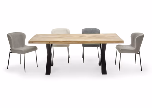 Esstisch - LB ca. 220x100 cm, Wildeiche massiv geölt, Baumkante, Schwarz