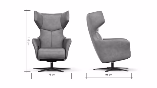 Sessel Noto Relax II - Rückenlehne verstellbar, Leder, schwarz