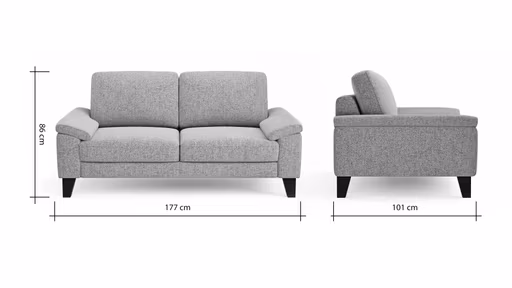 Sofa Oviedo - 2-Sitzer, keine Funktionen, Flachgewebe, Grau