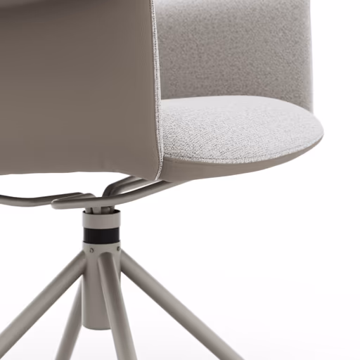 Armlehnstuhl Sedana - drehbar, Leder & Stoff, Grau