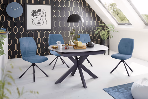 Stuhl MANOA - drehbar, Stoff, Petrol