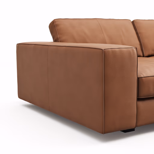 Sofa Aprino 1 - 3,5-Sitzer XXL, Dickleder, Cognac, Armlehne Block breit