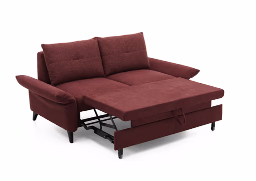 Sofa - 2-Sitzer, Schlaffunktion (manuell), Flachgewebe, Weinrot