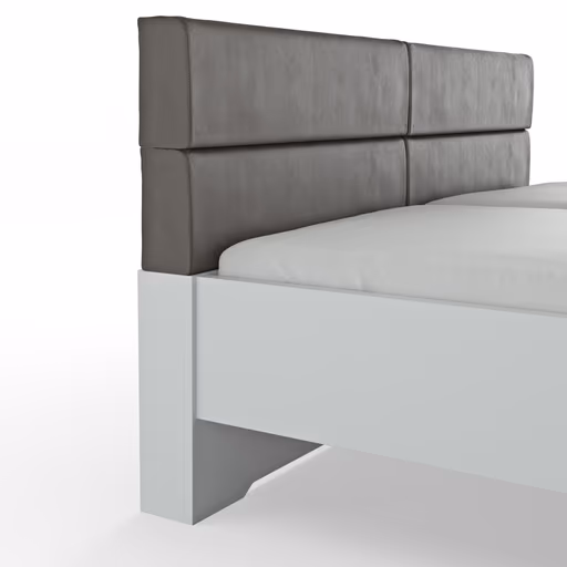 Bett Viana - Liegefläche ca. 180x200 cm, Holzwerkstoff Weiß, Kunstleder Anthrazit